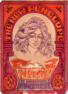 Orange and purple poster advertising concerts