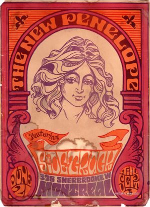 Orange and black poster advertising concerts